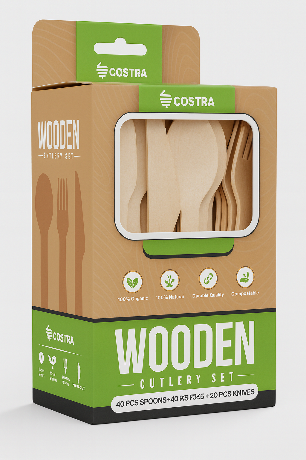 Mixed Set Wood Cutlery (100pk)