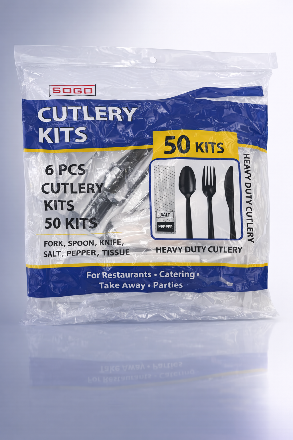 50ct - 6pk Cutlery Kit (PP) - Black